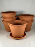 Ben Wolff #4 Tuscan Rim Half Pot in Red Terracotta. Sealed #6 saucer with cork pads. 5.5”H x 7.75”W --- MULTIPLE AVAILABLE