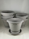 Ben Wolff #4 Roman Half Pot in Grey Finish. Sealed #6 saucer with cork pads. 6.25”H x 8.5”W --- MULTIPLE AVAILABLE
