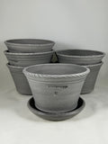 Ben Wolff #2 Roped Rim Half Pot in Grey Finish. Sealed #4 saucer with cork pads. 4.25”H x 6.5”W --- MULTIPLE AVAILABLE