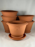Ben Wolff #4 Roman Half Pot in Red Terracotta. Sealed #6 saucer with cork pads. 5.5”H x 8”W --- MULTIPLE AVAILABLE