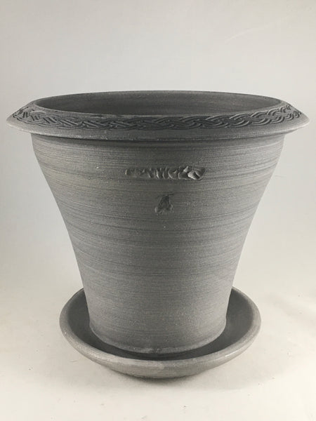 10 plant pot with saucer SPC1053-10 Ben Wolff #4 Flower Pot in Grey Finish. Sealed saucer with – BEN WOLFF POTTERY