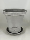 ZSPC1155-25 Ben Wolff #4 Full Pot in Grey Finish. Sealed saucer with cork pads. 7.25”H x 7.25”W --- ONE OF A KIND