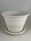 ZSPC1158-18 Ben Wolff #4 Half Pot in White Clay. Sealed #6 saucer with cork pads. 5.75"H x 8.25”W --- ONE OF A KIND