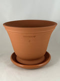 ZSPC1139-23 Ben Wolff #4 Half Pot in Red Terracotta. Sealed saucer with cork pads. 6.25”H x 8.25”W --- ONE OF A KIND