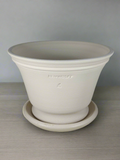 ZSPC1160-22 Ben Wolff #4 Half Pot in White Clay. Sealed #6 saucer with cork pads. 5.75”H x 8.5”W --- ONE OF A KIND