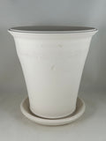 ZSPC1162-33 Ben Wolff #6 Full Pot in White Clay. Sealed saucer with cork pads. 8.75”H x 8.5”W --- ONE OF A KIND