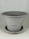 ZSPC1166-30 Ben Wolff #4 Half Pot in Grey Finish. Sealed #6 saucer with cork pads. 6”H x 8.5”W --- ONE OF A KIND