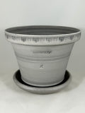 ZSPC1148-23 Ben Wolff #4 Half Pot in Grey Finish. Sealed #6 saucer with cork pads. 6”H x 8”W --- ONE OF A KIND
