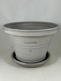 ZSPC1161-29 Ben Wolff #4 Half Pot in Grey Finish. Sealed #6 saucer with cork pads. 5.5”H x 8.5”W --- ONE OF A KIND
