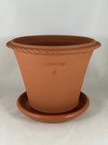 ZSPC1164-39 Ben Wolff #4 Half Pot in Red Terracotta. Sealed saucer with cork pads. 6.25”H x 8.25”W --- ONE OF A KIND