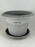 ZSPC1157-23 Ben Wolff #4 Half Pot in Grey Finish. Sealed saucer with cork pads. 5.75”H x 8”W --- ONE OF A KIND