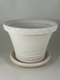 ZSPC1158-20 Ben Wolff #4 Half Pot in White Clay. Sealed saucer with cork pads. 6”H x 8.25”W --- ONE OF A KIND