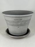 ZSPC1166-32 Ben Wolff #4 Half Pot in Grey Finish. Sealed saucer with cork pads. 5.75”H x 8.25”W --- ONE OF A KIND