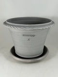 ZSPC1159-25 Ben Wolff #4 Half Pot in Grey Finish. Sealed saucer with cork pads. 6”H x 8.25”W --- ONE OF A KIND