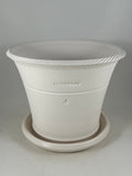 ZSPC1161-30 Ben Wolff #4 Half Pot in White Clay. Sealed #6 saucer with cork pads. 6.5”H x 8.25”W --- ONE OF A KIND