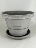 ZSPC1167-29 Ben Wolff #4 Half Pot in Grey Finish. Sealed saucer with cork pads. 6”H x 8.25”W --- ONE OF A KIND