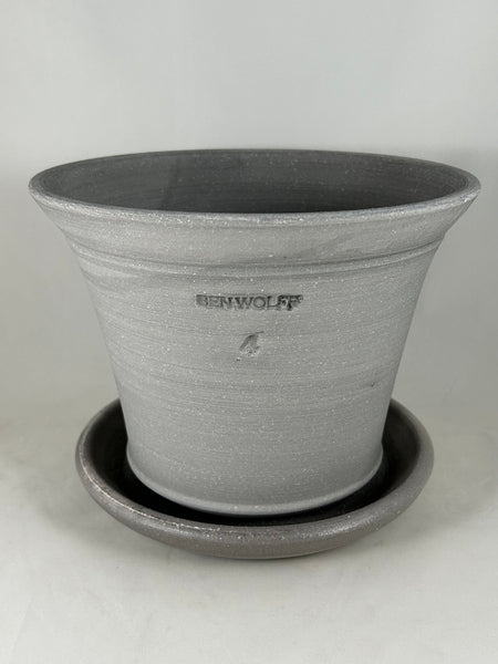 ZSPC1150-31 Ben Wolff #4 Half Pot in Grey Finish.  Sealed saucer with cork pads. 6”H x 8”W --- ONE OF A KIND