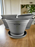 Ben Wolff #4 Gale Half Pot in Grey Finish. Sealed #6 saucer with cork pads. 6.25”H x 8.5”W --- MULTIPLE AVAILABLE