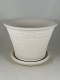 ZSPC1167-24 Ben Wolff #4 Half Pot in White Clay. Sealed #6 saucer with cork pads. 5.75”H x 8”W --- ONE OF A KIND