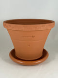 ZSPC1167-28 Ben Wolff #4 Half Pot in Red Terracotta. Sealed saucer with cork pads. 6”H x 8”W --- ONE OF A KIND