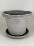 ZSPC1159-26 Ben Wolff #4 Half Pot in Grey Finish. Sealed saucer with cork pads. 6”H x 8”W --- ONE OF A KIND