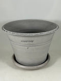 ZSPC1157-22 Ben Wolff #4 Half Pot in Grey Finish. Sealed #6 saucer with cork pads. 6”H x 8.5”W --- ONE OF A KIND