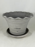 ZSPC1154-23 Ben Wolff #4 Half Pot in Grey Finish. Sealed #6 saucer with cork pads. 5.5”H x 8.5”W --- ONE OF A KIND