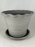 ZSPC1135-15 Ben Wolff #4 Half Pot in Grey Finish. Sealed saucer with cork pads. 6.25"H x 8.25”W --- ONE OF A KIND