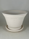 ZSPC1160-22 Ben Wolff #4 Half Pot in White Clay. Sealed #6 saucer with cork pads. 5.75”H x 8.5”W --- ONE OF A KIND