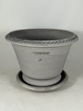 ZSPC1157-21 Ben Wolff #4 Half Pot in Grey Finish. Sealed #6 saucer with cork pads. 5.75”H x 8.5”W --- ONE OF A KIND