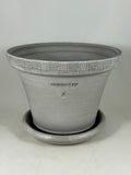 ZSPC1159-22 Ben Wolff #4 Half Pot in Grey Finish. Sealed #6 saucer with cork pads. 5.75”H x 8.25”W --- ONE OF A KIND
