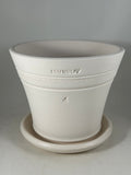 ZSPC1163-21 Ben Wolff #4 Half Pot in White Clay. Sealed #6 saucer with cork pads. 6.25”H x 7.75”W --- ONE OF A KIND