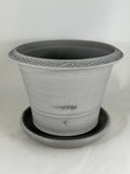ZSPC1168-27 Ben Wolff #4 Half Pot in Grey Finish. Sealed saucer with cork pads. 6”H x 8”W --- ONE OF A KIND