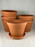 Ben Wolff #4 Traditional Half Pot in Red Terracotta. Sealed #6 saucer with cork pads. 5.5”H x 7.5”W --- MULTIPLE AVAILABLE