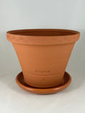 ZSPC1164-40 Ben Wolff #4 Half Pot in Red Terracotta. Sealed saucer with cork pads. 6.25”H x 8.5”W --- ONE OF A KIND