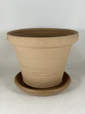 ZSPC1166-34 Ben Wolff #4 Half Pot in Tan Clay. Sealed saucer with cork pads. 6”H x 7.75”W --- ONE OF A KIND