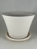 ZSPC1153-24 Ben Wolff #4 Half Pot in White Clay. Sealed saucer with cork pads. 6”H x 8”W --- ONE OF A KIND