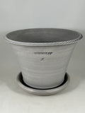 ZSPC1168-25 Ben Wolff #4 Half Pot in Grey Finish. Sealed #6 saucer with cork pads. 6”H x 8.5W --- ONE OF A KIND