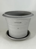 ZSPC1168-26 Ben Wolff #4 Half Pot in Grey Finish. Sealed saucer with cork pads. 6.25”H x 8”W --- ONE OF A KIND