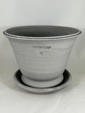 ZSPC1161-31 Ben Wolff #4 Half Pot in Grey Finish. Sealed saucer with cork pads. 6.25”H x 8.5”W --- ONE OF A KIND