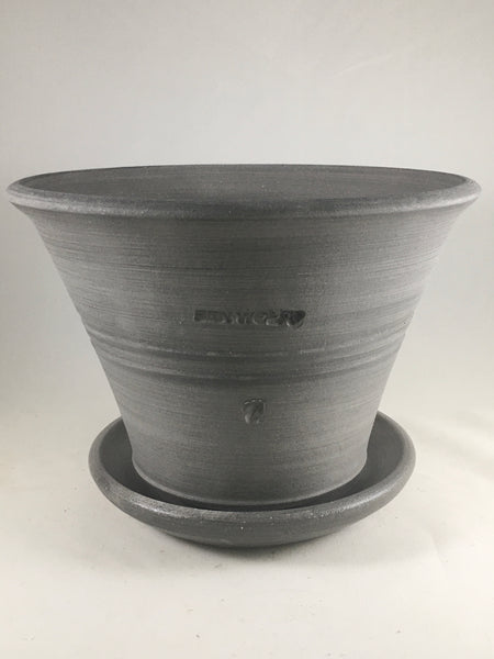 SPC1046-25 Ben Wolff #4 Half Pot in Grey Finish.  Sealed saucer with cork pads. 6”H x 8.5”W --- ONE OF A KIND