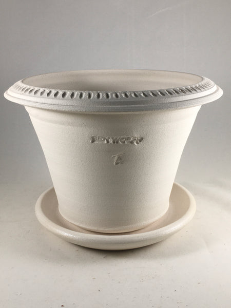 SPC1024-20 Ben Wolff #4 Half Pot in White Clay. Sealed #6 saucer with cork pads. 5.75”H x 8.25”W --- ONE OF A KIND