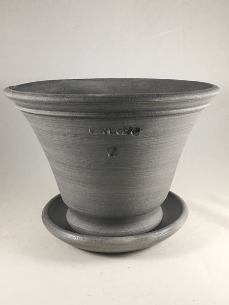 SPC1023-20 Ben Wolff #4 Half Pot in Grey Finish. Sealed saucer with cork pads. 6”H x 8.75”W --- ONE OF A KIND